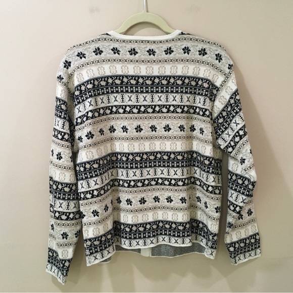 Talbots vintage knit sweater cardigan button up nordic medium - Picture 2 of 7